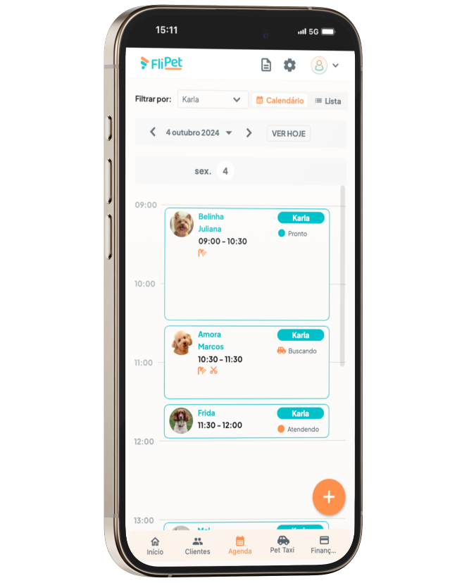 Tela de agenda no celular