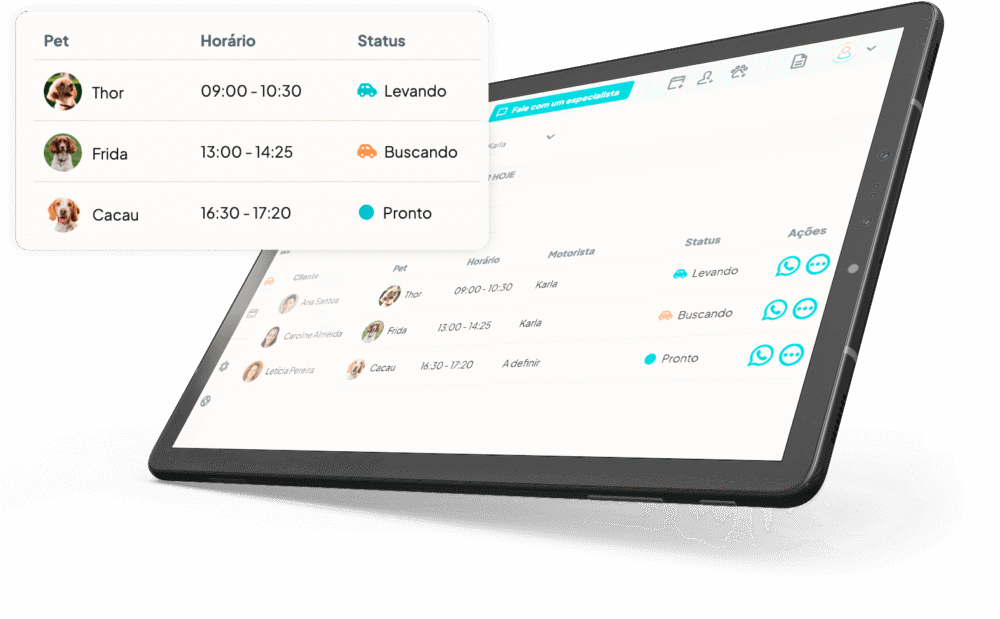 Tela de transporte no tablet