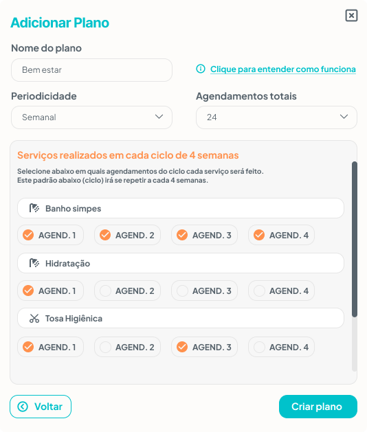 Adicionar Plano